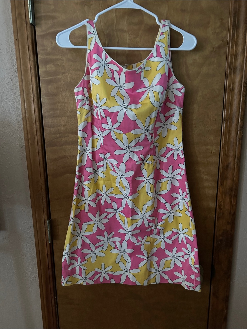 Source Unknown Pink and Yellow Floral Midi Dress -Excellent Condition